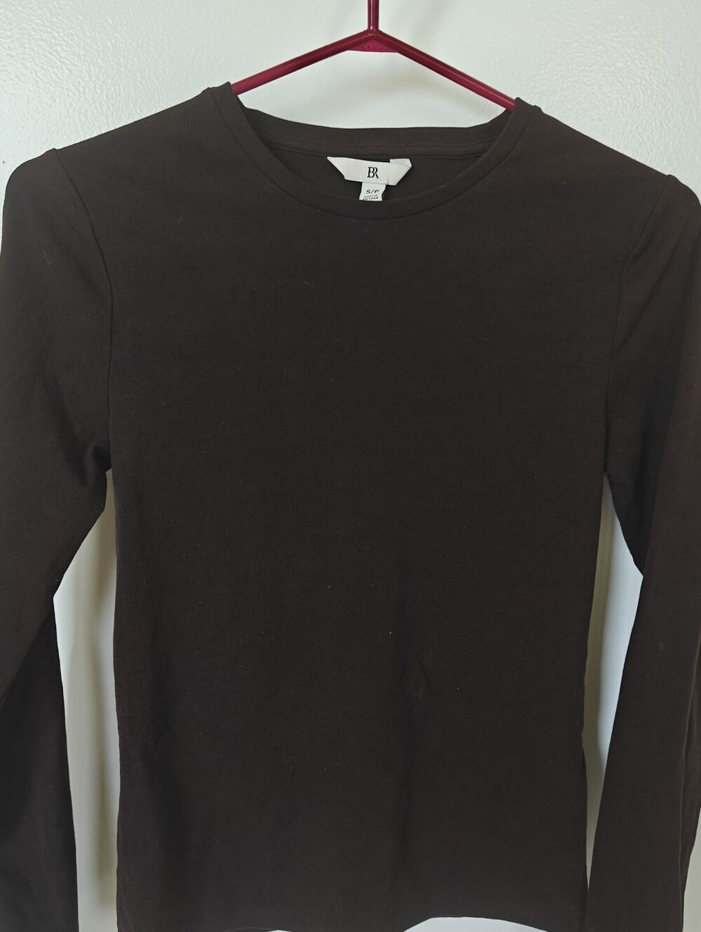 Banana Republic Long-Sleeve Crewneck T-shirt in Dark Brown, Cotton, Small